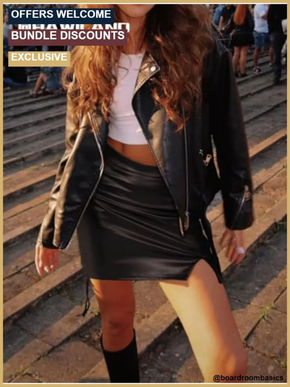 Faux Leather High Waist Bodycon Mini Skirt with Slit